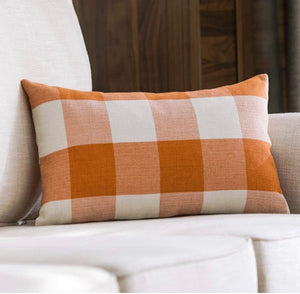 Orange/White Buffalo Plaid Pillow