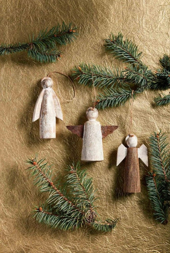 Carved Wood Angel Ornaments