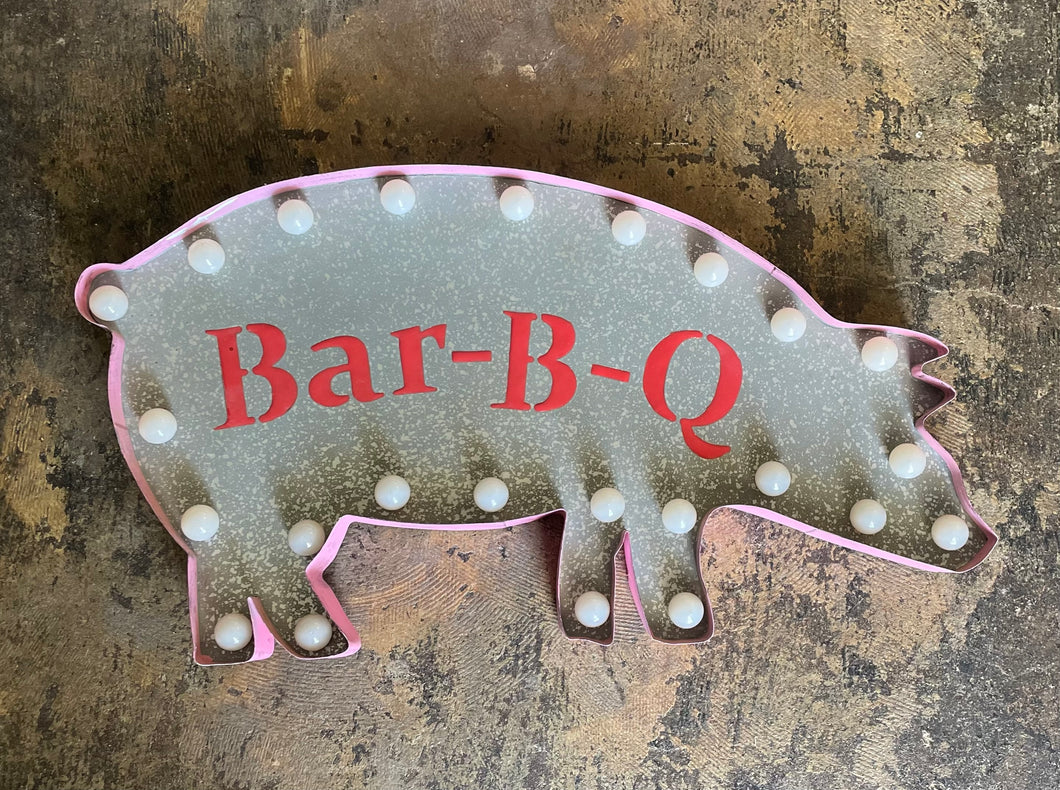 Light-Up BBQ Pig sign