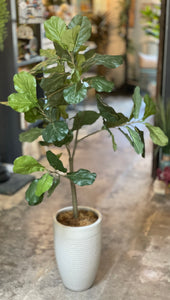 5’ Faux Fiddle Fig Tree In Ceramic Planter