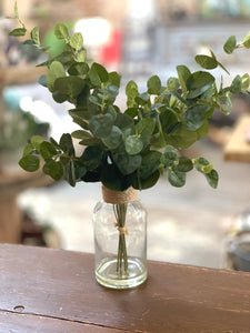 Eucalyptus in Glass Bottle Vase