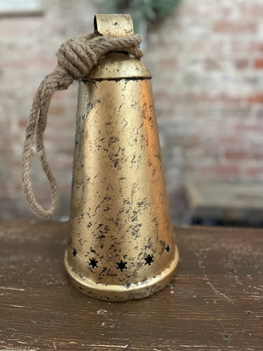 Brass Washed Bell w/ Snowflake Cut-outs