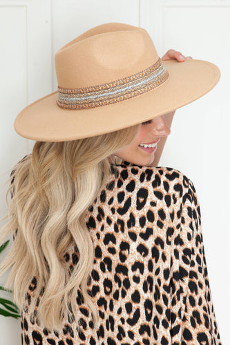 Shimmer Nude Fedora Hat