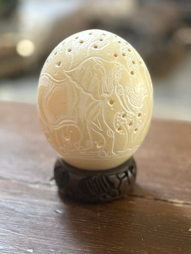 African Elephant Carved Ostrich Eggs