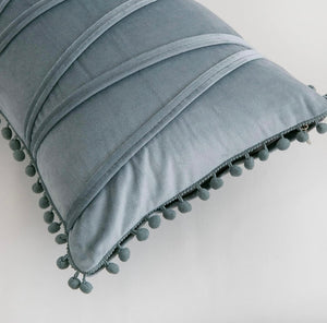 Grey Blue Velvet Kidney Pillow Cover
