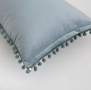 Grey Blue Velvet Kidney Pillow Cover