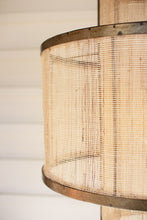 Load image into Gallery viewer, Round Double Layered Woven Fiber and Metal Pendant Light