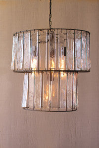 2-Tiered Round Pendant Light w/ Glass Chimes