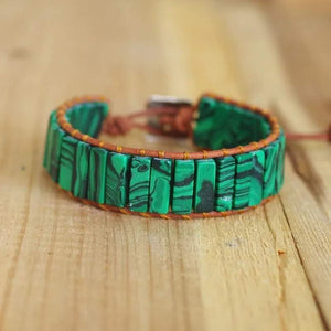 Stone Leather Bracelets-Green