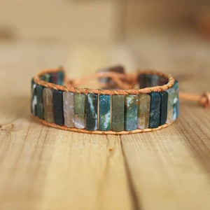 Stone Leather Bracelets-Green