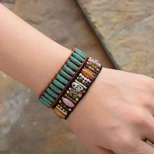 Stone Leather Bracelets-Multi