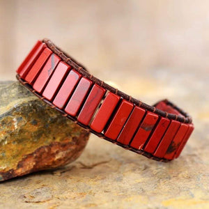 Stone Leather Bracelets-Red