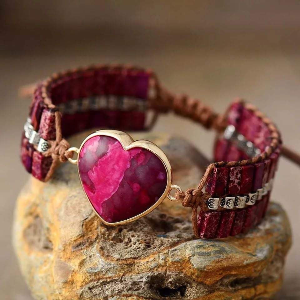 Stone Leather Bracelets-Pink