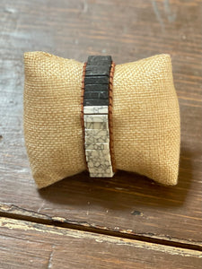 Stone Leather Bracelets-Black/White