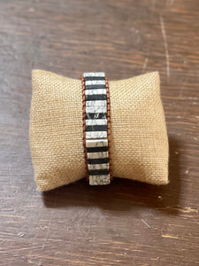 Stone Leather Bracelets-Black/White