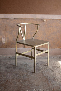 Antique Brass Metal Wishbone Chair