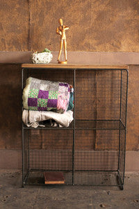 Wire and Wood Cubby Console