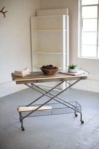 Recycled Wood Rolling Basket Console