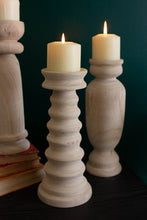 Load image into Gallery viewer, Set of 3 Turned Wood Candle Holders