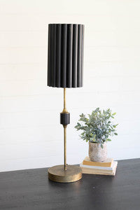 Fluted Black Metal/Brass Table Lamp