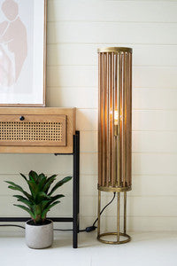 Brass & Wood Dowel Floor Lamp