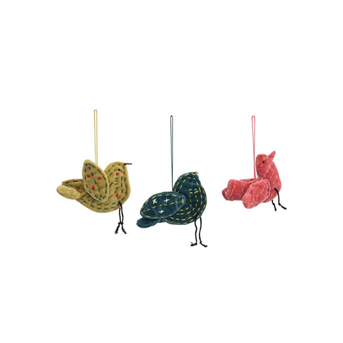 Velvet Bird Ornaments