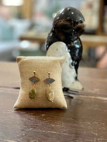 Copper and Stone Drop Earrings