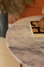 Load image into Gallery viewer, Round Marble Top Table with Antique Brass Legs