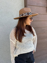 Load image into Gallery viewer, Wild Pony | Fedora Adorned with Aztec Belt Trim - Black &amp; White Interiors