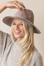 Load image into Gallery viewer, Enchanted | Chenille Ridged Fedora with Chain-link Trim - Black &amp; White Interiors