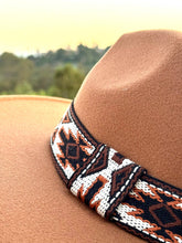 Load image into Gallery viewer, Wild Pony | Fedora Adorned with Aztec Belt Trim - Black &amp; White Interiors