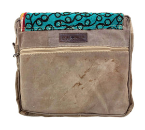 Vintage Fabric & Recycled Military Tent Messenger Bag