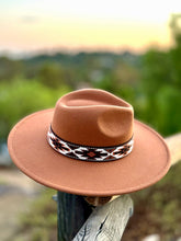 Load image into Gallery viewer, Wild Pony | Fedora Adorned with Aztec Belt Trim - Black &amp; White Interiors