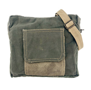 Recycled Military Tent Crossbody w/ Flap Pocket