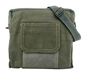 Recycled Military Tent Crossbody w/ Flap Pocket