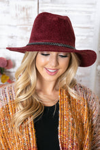 Load image into Gallery viewer, Enchanted | Chenille Ridged Fedora with Chain-link Trim - Black &amp; White Interiors