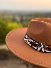 Load image into Gallery viewer, Wild Pony | Fedora Adorned with Aztec Belt Trim - Black &amp; White Interiors