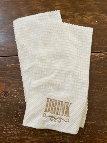 “Drink” Waffle Weave Dish Towel
