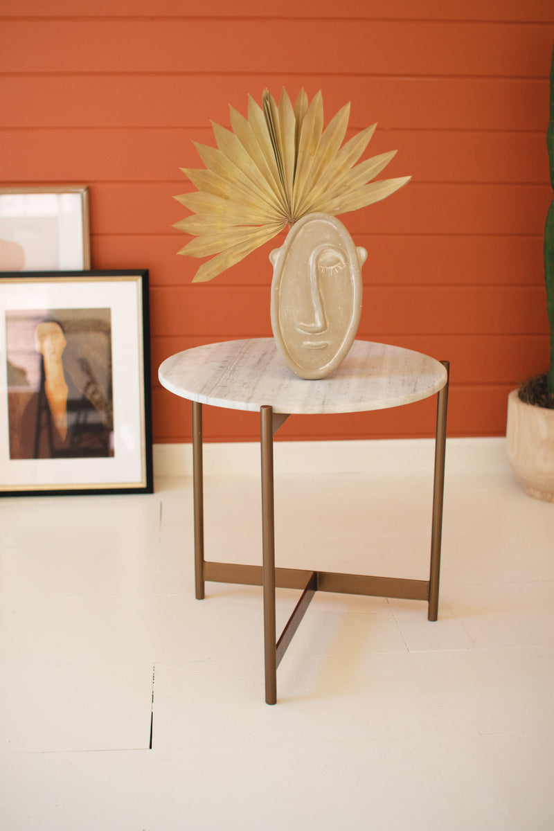 Iron Side Table with Marble Top