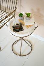 Load image into Gallery viewer, Iron Hour Glass Side Table with Marble Top