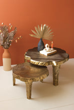 Load image into Gallery viewer, Set of 2 Aluminum Coffee Tables with Antique Brass Finish