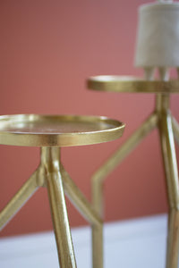 Set of 2 Antique Brass Aluminum Cocktail Tables