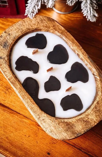 Cow Print Dough Bowl Candle