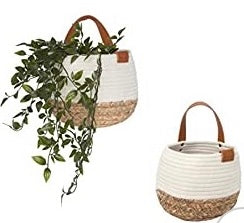 Woven Cotton Hanging Planter-Natural