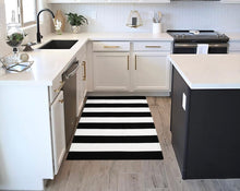 Load image into Gallery viewer, Cotton Black&amp;White Stripe Rug