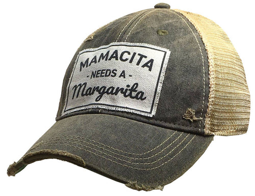 Distressed Trucker Cap- Mamacita Needs a Margarita