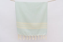 Load image into Gallery viewer, Turkish Hand Towel- Sea Foam and Cream