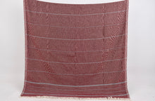 Load image into Gallery viewer, Turkish Bath Towel- Deep Red &amp; Gray Stripe
