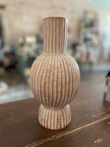 Boho Wood Ribbed Vase