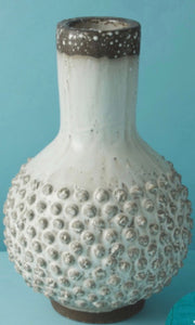 White Glazed Knobby Ceramic Vase